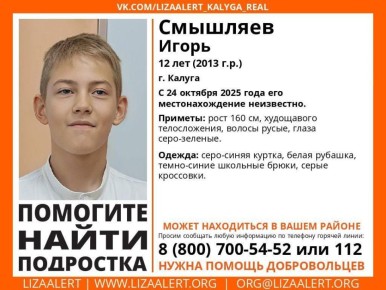 12-летний мальчик пропал в Калуге