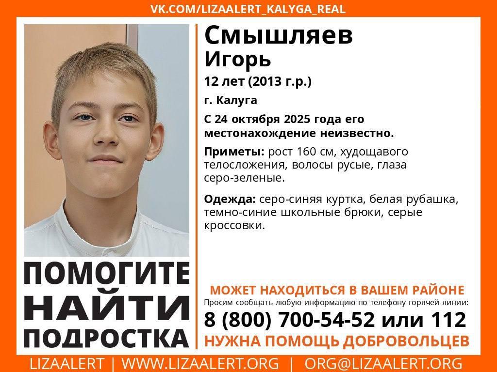12-летний мальчик пропал в Калуге