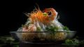 Рисовая лапша с овощами и жареными креветками