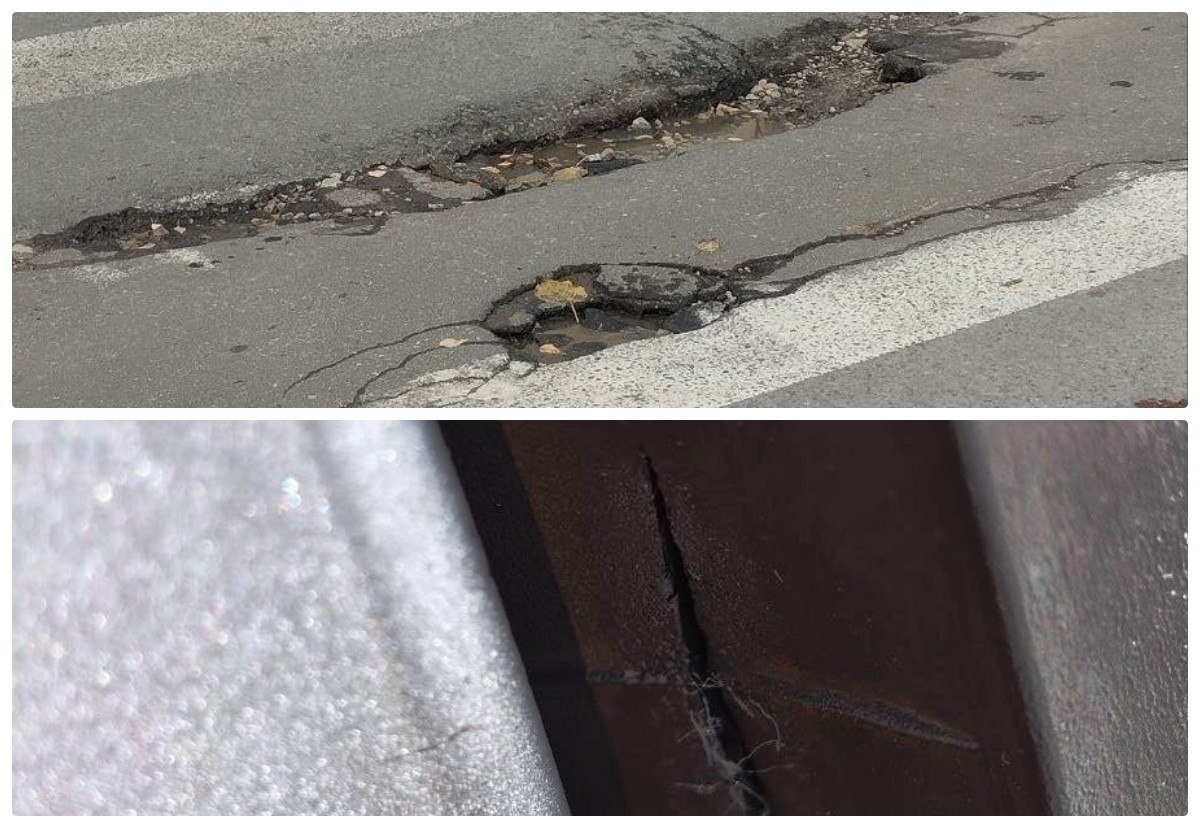 Калужанин пробил колесо на дорожной выбоине