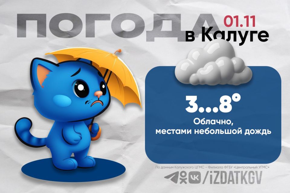 Доброе утро, калужане!. Сегодня в Калуге и области — облачно, местами небольшой дождь