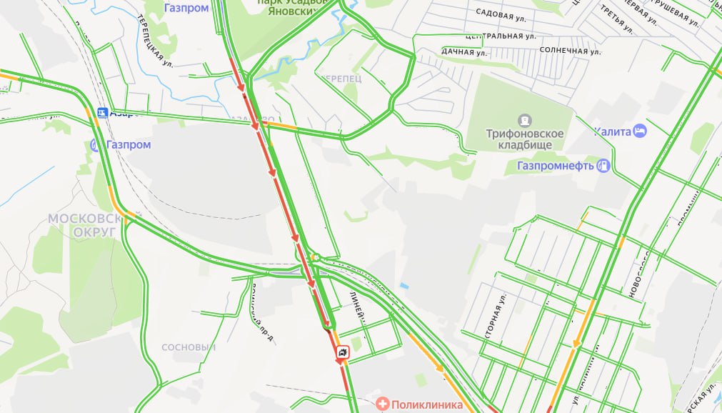 В Калуге большая пробка собралась на улице Московской