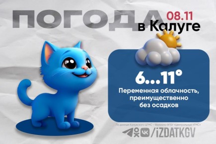 Доброе утро, калужане!. Сегодня в Калуге и области — переменная облачность, преимущественно без осадков