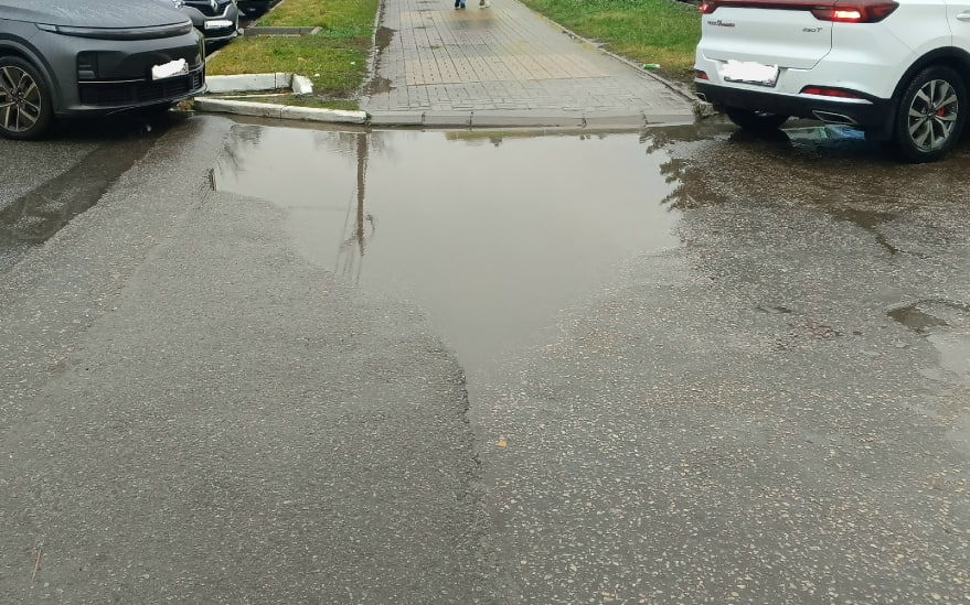 Житель Калуги обратил внимание на лужу на пешеходной дорожке