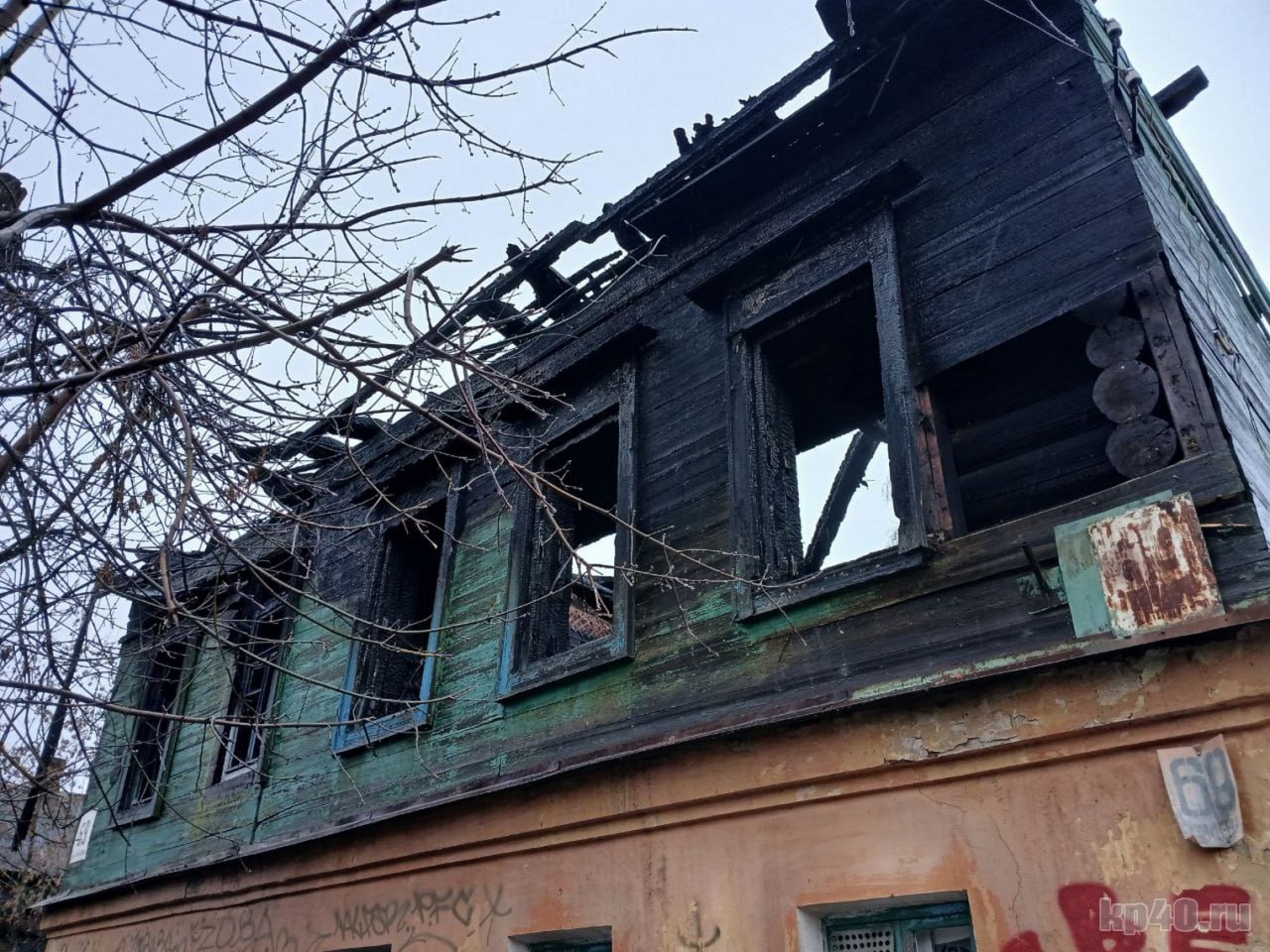 В Калуге сгорел исторический дом на улице Рылеева