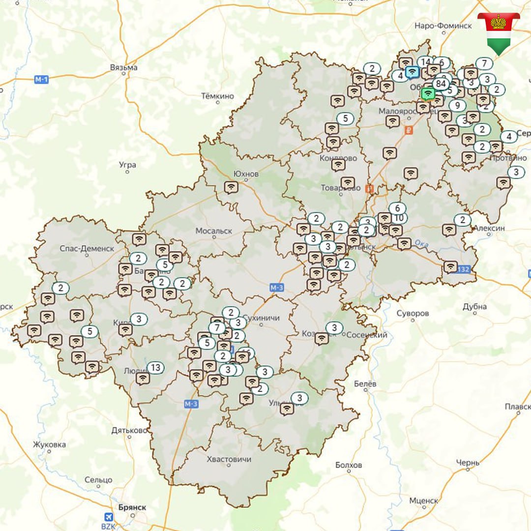В Калужской области запустили интерактивную карту бесплатного Wi-Fi