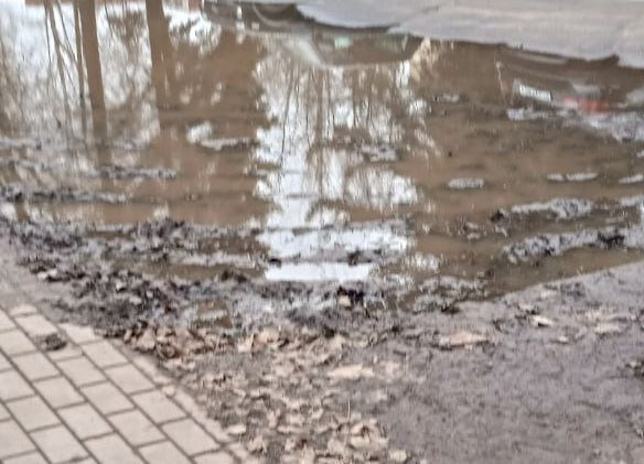 Калужанка обратила внимание на «вечную» лужу у турбинного завода Калужанка обратила внимание на «вечную» лужу у турбинного завода