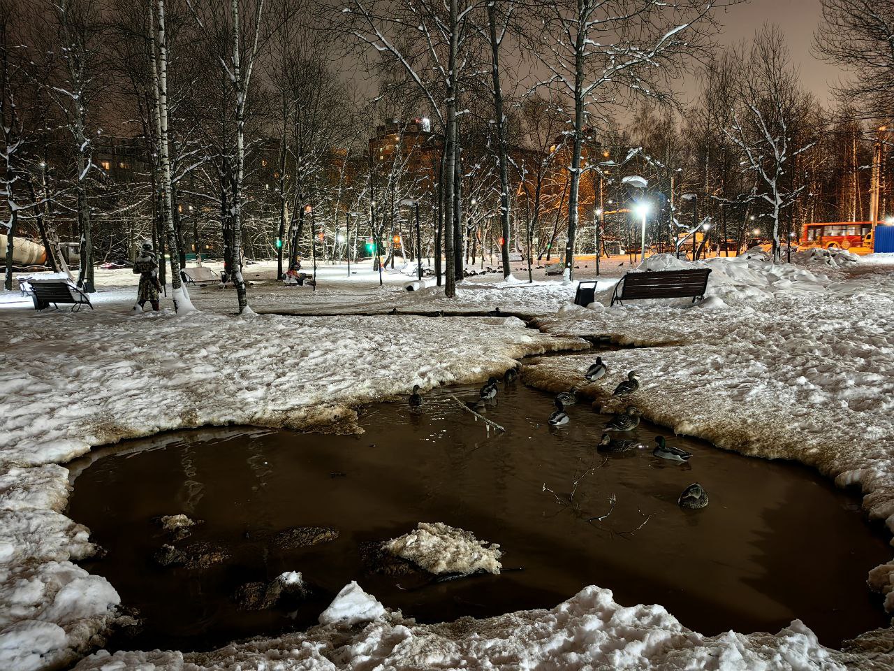 В сквере «Содружество» в Калуге после аварийного ремонта образовались «река» и «озеро»