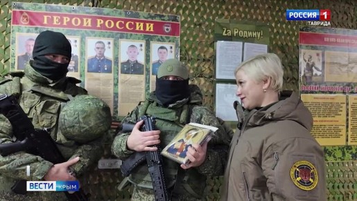 Волонтёры республиканского Народного фронта доставили Калужскую икону Божией Матери в блиндажи крымских бойцов 18-й армии группировки войск «Днепр»