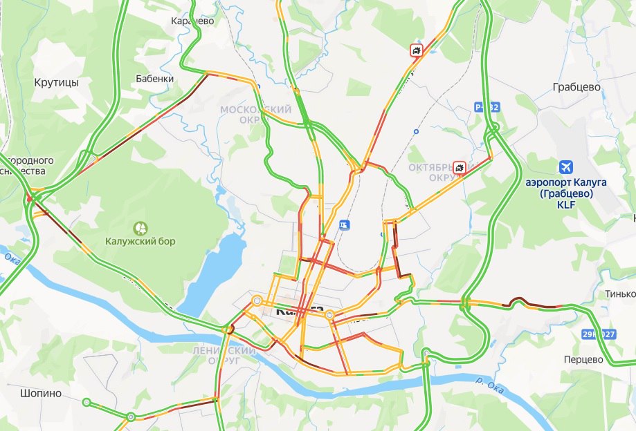 Калуга встала в больших пробках в первый рабочий день