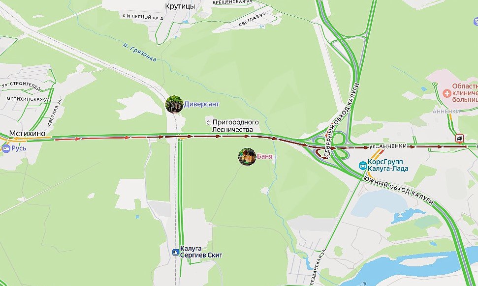 В районе Анненок пробка заблокировала дорогу в центр Калуги