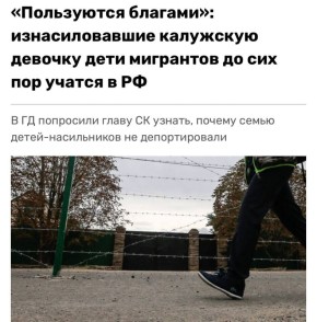 «Дети мигрантов изнасиловавшие 4-х летнюю девочку в Калужской области до сих пор там живут и ходят в школу» — СМИ
