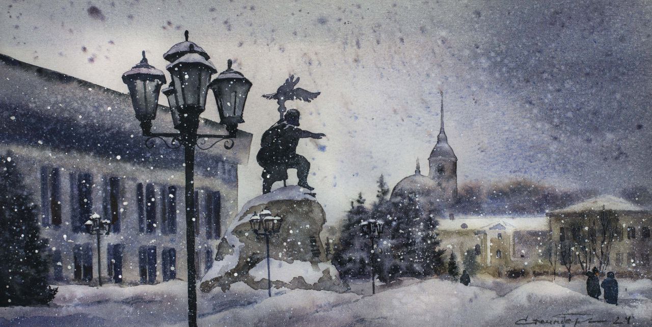 Снежная Калуга в акварелях Юлии Стейнберг Снежная Калуга в акварелях Юлии Стейнберг