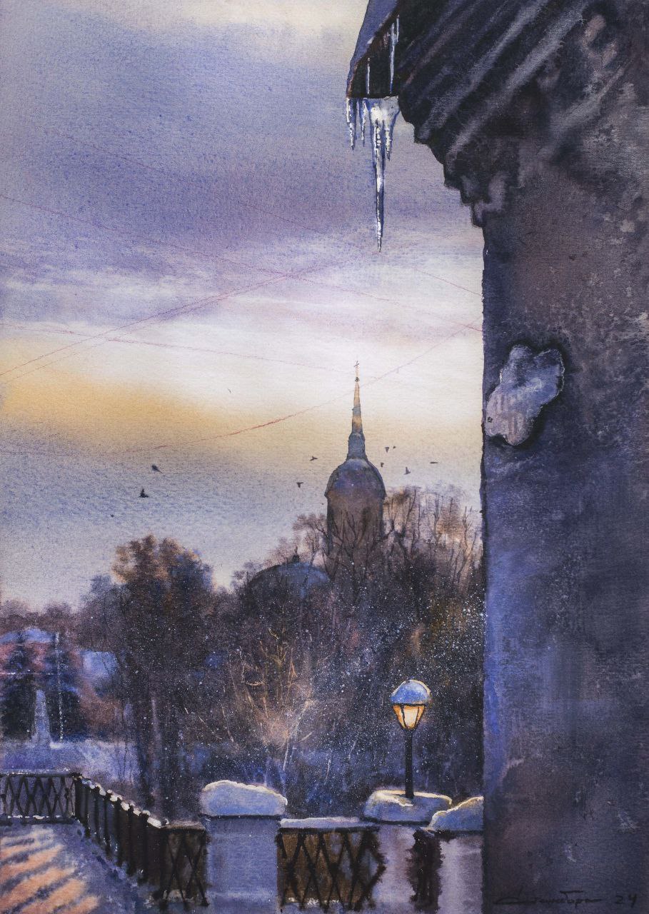 Снежная Калуга в акварелях Юлии Стейнберг Снежная Калуга в акварелях Юлии Стейнберг