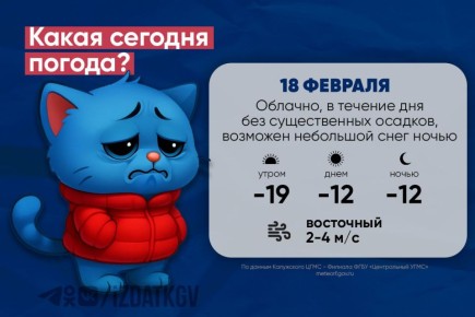 Доброе утро, калужане! Погода на утро и день 18 февраля, а также в ночь с 18 на 19