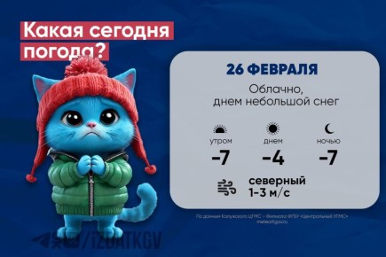Доброе утро, калужане! Погода на утро и день 26 февраля, а также в ночь с 26 на 27
