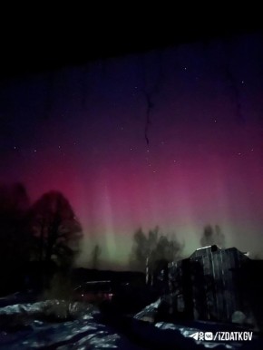 Северное сияние над Калужской областью