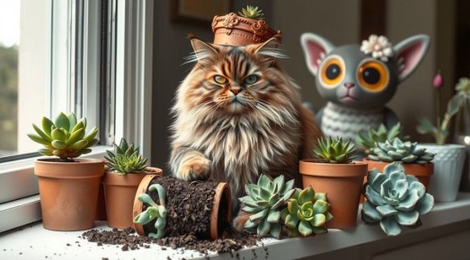 Когда Кот – враг суккулентов: как защитить зелёных любимцев