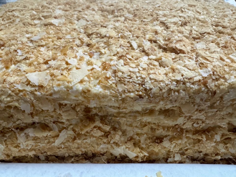 Наполеон с заварным кремом без яиц на готовом слоёном тесте